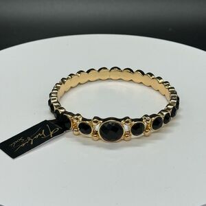 Thalia Sodi Beautiful Gold Tone Black Crystal Bangle Bracelet